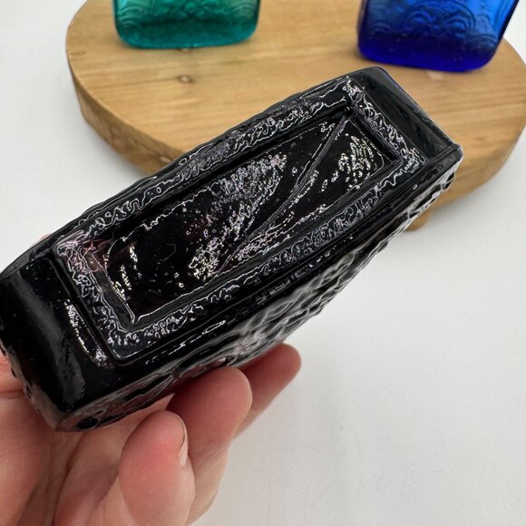 VTG set of 3 Vidrios de levante Cobalt Blue Turquoise purple Embossed Recycled - Picture 10 of 12